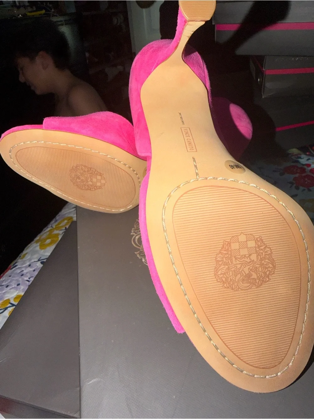 Vince Camuto Fuchsia Suede Open-Toe D'Orsay Heels